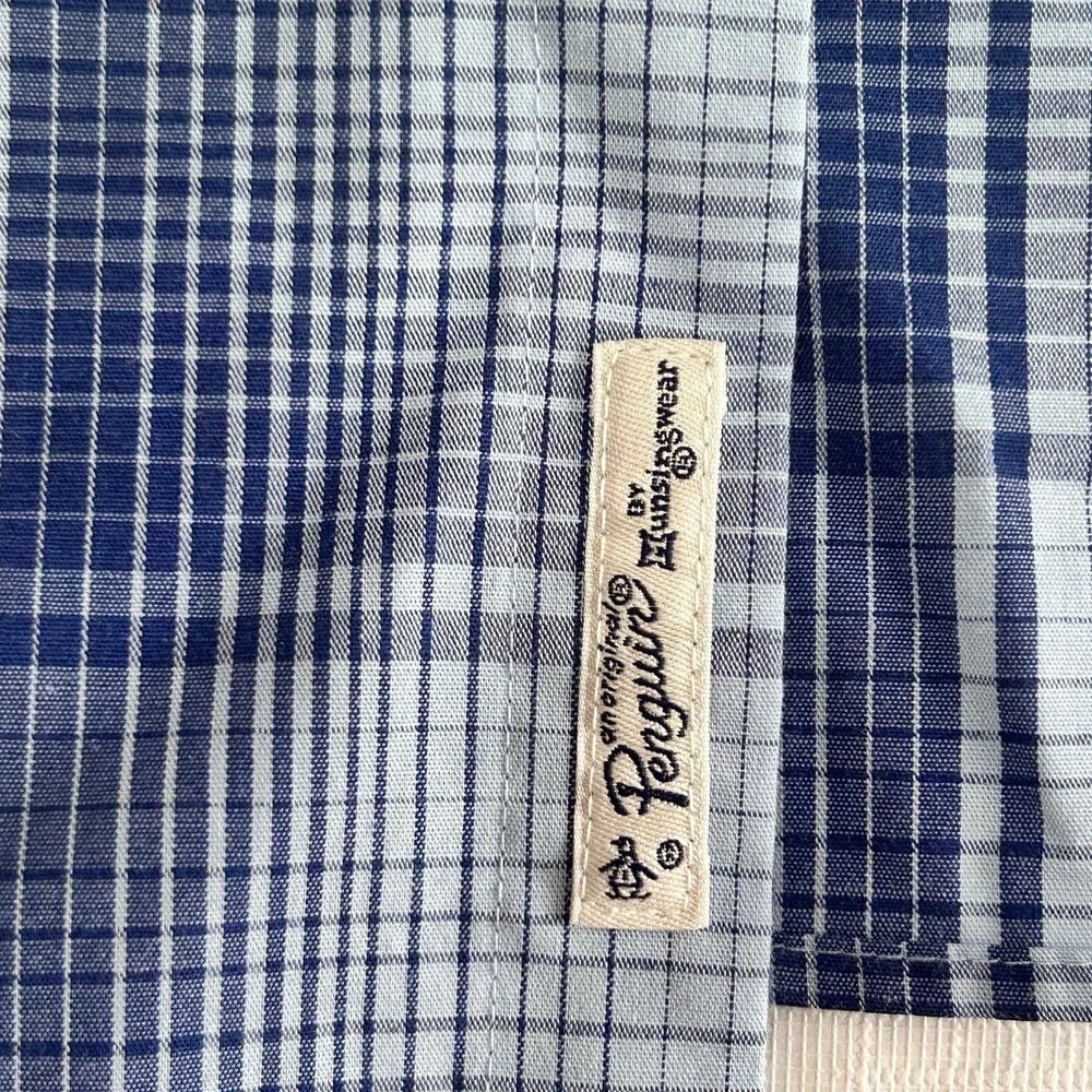 Penguin by Munsingwear Blue XL Classic Fit Shirt Button Plaid Vintage - Picture 5 of 7